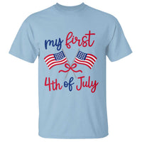 My First 4th of July Crossed American Flags Bow T Shirt Patriotic Baby Girl Holiday Milestone