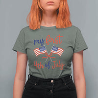 My First 4th of July Crossed American Flags Bow T Shirt For Women Patriotic Baby Girl Holiday Milestone
