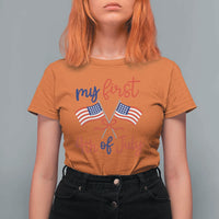 My First 4th of July Crossed American Flags Bow T Shirt For Women Patriotic Baby Girl Holiday Milestone