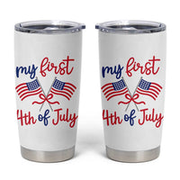 My First 4th of July Crossed American Flags Bow Tumbler Cup Patriotic Baby Girl Holiday Milestone