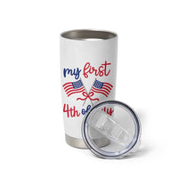 My First 4th of July Crossed American Flags Bow Tumbler Cup Patriotic Baby Girl Holiday Milestone