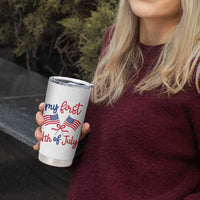 My First 4th of July Crossed American Flags Bow Tumbler Cup Patriotic Baby Girl Holiday Milestone