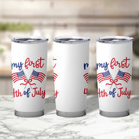 My First 4th of July Crossed American Flags Bow Tumbler Cup Patriotic Baby Girl Holiday Milestone