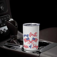 My First 4th of July Crossed American Flags Bow Tumbler Cup Patriotic Baby Girl Holiday Milestone