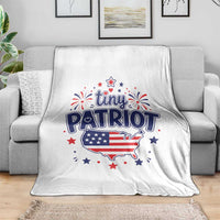 Tiny Patriot 4th of July Fireworks Throw Blanket USA Map American Flag Red White and Blue Patriotic Holiday