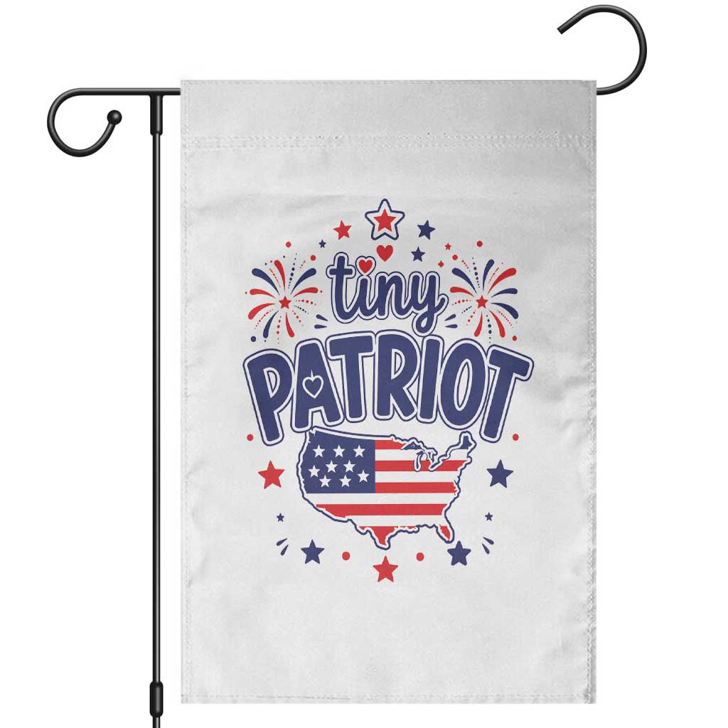 Tiny Patriot 4th of July Fireworks Garden Flag USA Map American Flag Red White and Blue Patriotic Holiday