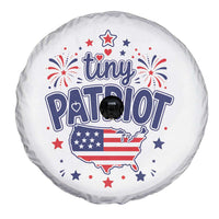 Tiny Patriot 4th of July Fireworks Spare Tire Cover USA Map American Flag Red White and Blue Patriotic Holiday