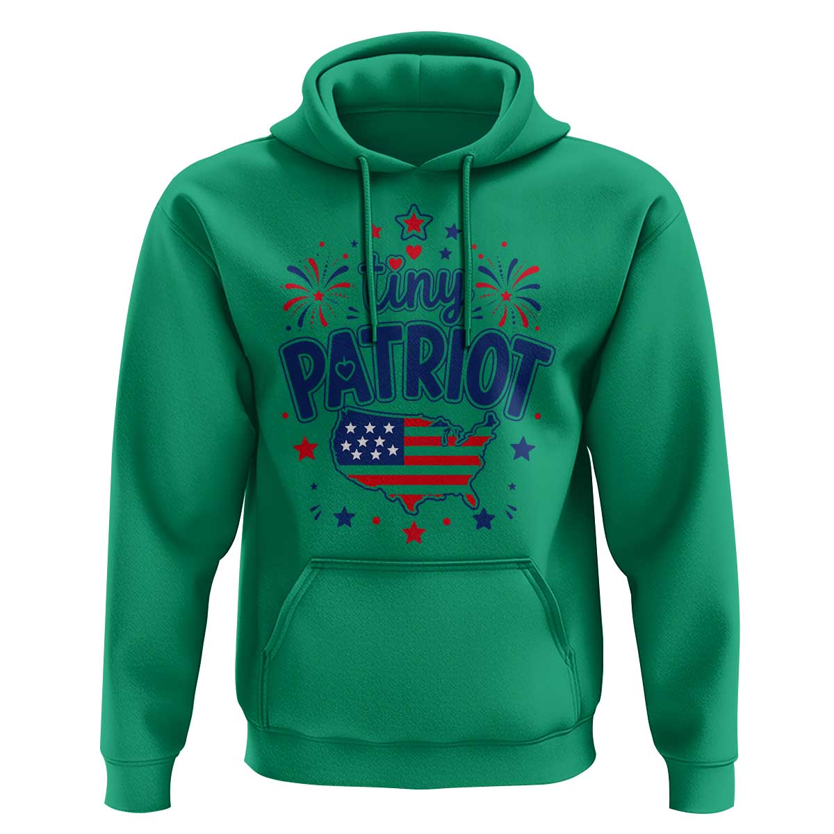 Tiny Patriot 4th of July Fireworks Hoodie USA Map American Flag Red White and Blue Patriotic Holiday