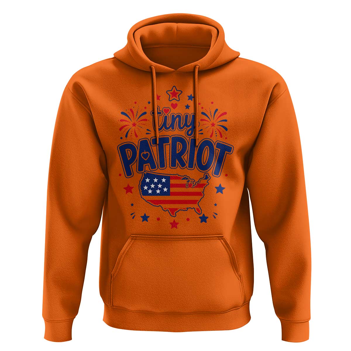 Tiny Patriot 4th of July Fireworks Hoodie USA Map American Flag Red White and Blue Patriotic Holiday