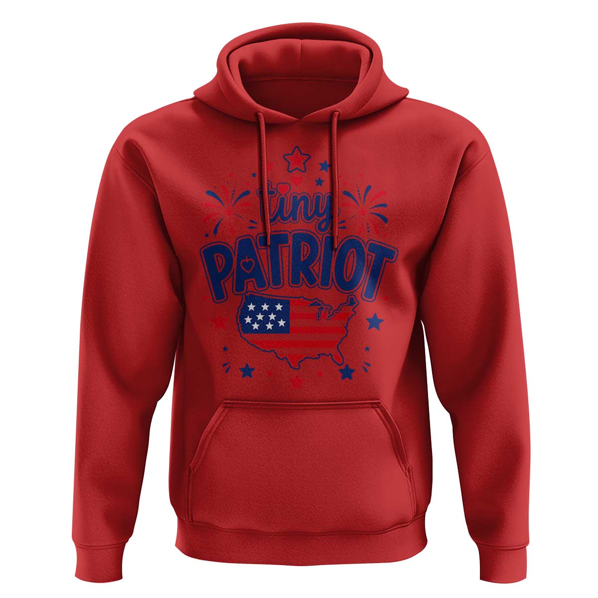 Tiny Patriot 4th of July Fireworks Hoodie USA Map American Flag Red White and Blue Patriotic Holiday
