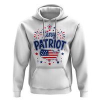 Tiny Patriot 4th of July Fireworks Hoodie USA Map American Flag Red White and Blue Patriotic Holiday