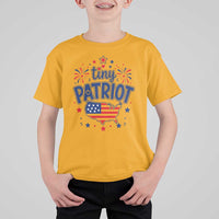 Tiny Patriot 4th of July Fireworks T Shirt For Kid USA Map American Flag Red White and Blue Patriotic Holiday