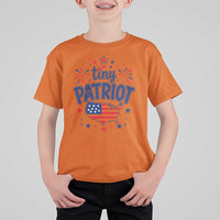 Tiny Patriot 4th of July Fireworks T Shirt For Kid USA Map American Flag Red White and Blue Patriotic Holiday