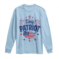 Tiny Patriot 4th of July Fireworks Long Sleeve Shirt USA Map American Flag Red White and Blue Patriotic Holiday