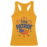 Tiny Patriot 4th of July Fireworks Racerback Tank Top USA Map American Flag Red White and Blue Patriotic Holiday