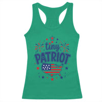 Tiny Patriot 4th of July Fireworks Racerback Tank Top USA Map American Flag Red White and Blue Patriotic Holiday