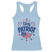 Tiny Patriot 4th of July Fireworks Racerback Tank Top USA Map American Flag Red White and Blue Patriotic Holiday