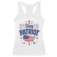 Tiny Patriot 4th of July Fireworks Racerback Tank Top USA Map American Flag Red White and Blue Patriotic Holiday