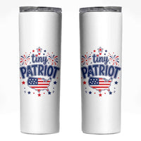 Tiny Patriot 4th of July Fireworks Skinny Tumbler USA Map American Flag Red White and Blue Patriotic Holiday