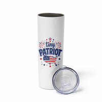 Tiny Patriot 4th of July Fireworks Skinny Tumbler USA Map American Flag Red White and Blue Patriotic Holiday