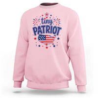 Tiny Patriot 4th of July Fireworks Sweatshirt USA Map American Flag Red White and Blue Patriotic Holiday