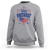 Tiny Patriot 4th of July Fireworks Sweatshirt USA Map American Flag Red White and Blue Patriotic Holiday
