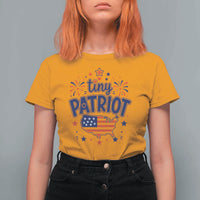 Tiny Patriot 4th of July Fireworks T Shirt For Women USA Map American Flag Red White and Blue Patriotic Holiday