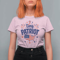 Tiny Patriot 4th of July Fireworks T Shirt For Women USA Map American Flag Red White and Blue Patriotic Holiday