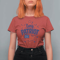 Tiny Patriot 4th of July Fireworks T Shirt For Women USA Map American Flag Red White and Blue Patriotic Holiday