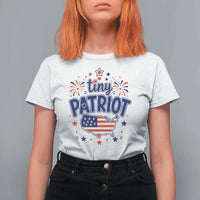 Tiny Patriot 4th of July Fireworks T Shirt For Women USA Map American Flag Red White and Blue Patriotic Holiday