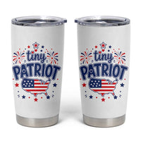 Tiny Patriot 4th of July Fireworks Tumbler Cup USA Map American Flag Red White and Blue Patriotic Holiday