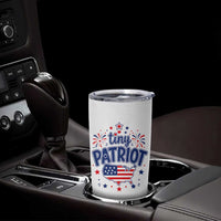 Tiny Patriot 4th of July Fireworks Tumbler Cup USA Map American Flag Red White and Blue Patriotic Holiday