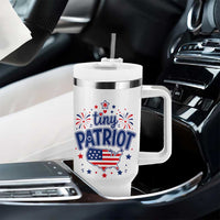 Tiny Patriot 4th of July Fireworks Tumbler With Handle USA Map American Flag Red White and Blue Patriotic Holiday