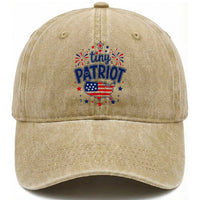 Tiny Patriot 4th of July Fireworks Washed Cotton Baseball Cap USA Map American Flag Red White and Blue Patriotic Holiday