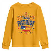 Tiny Patriot 4th of July Fireworks Youth Sweatshirt USA Map American Flag Red White and Blue Patriotic Holiday