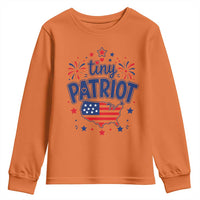 Tiny Patriot 4th of July Fireworks Youth Sweatshirt USA Map American Flag Red White and Blue Patriotic Holiday