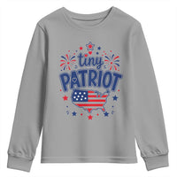 Tiny Patriot 4th of July Fireworks Youth Sweatshirt USA Map American Flag Red White and Blue Patriotic Holiday