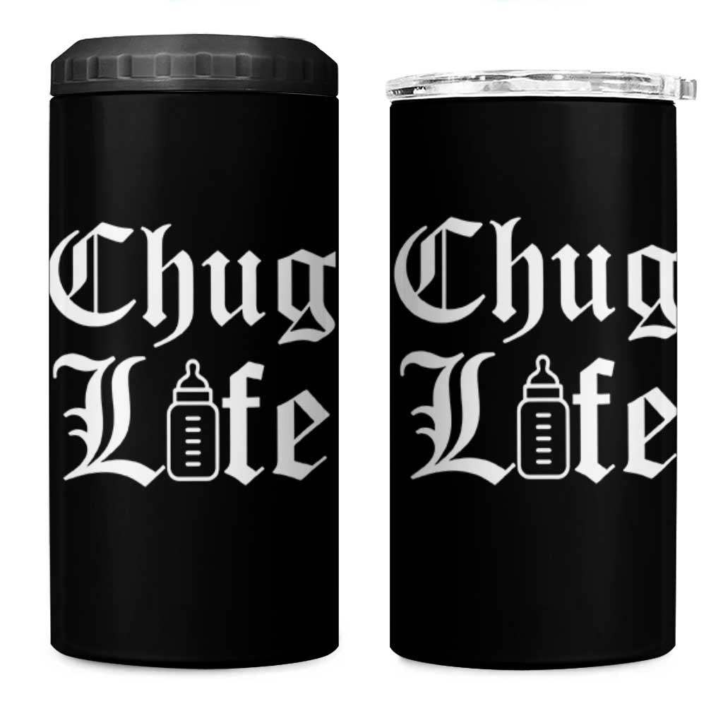 Chug Life Funny Baby Milk Bottle Graphic 4 in 1 Can Cooler Tumbler Hip Hop Parody Milestone Gift