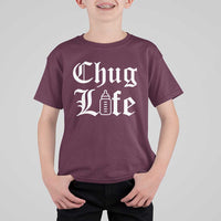 Chug Life Funny Baby Milk Bottle Graphic T Shirt For Kid Hip Hop Parody Milestone Gift
