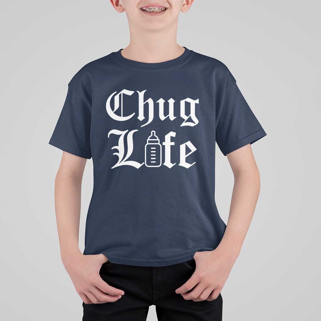 Chug Life Funny Baby Milk Bottle Graphic T Shirt For Kid Hip Hop Parody Milestone Gift