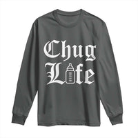 Chug Life Funny Baby Milk Bottle Graphic Long Sleeve Shirt Hip Hop Parody Milestone Gift