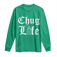 Chug Life Funny Baby Milk Bottle Graphic Long Sleeve Shirt Hip Hop Parody Milestone Gift
