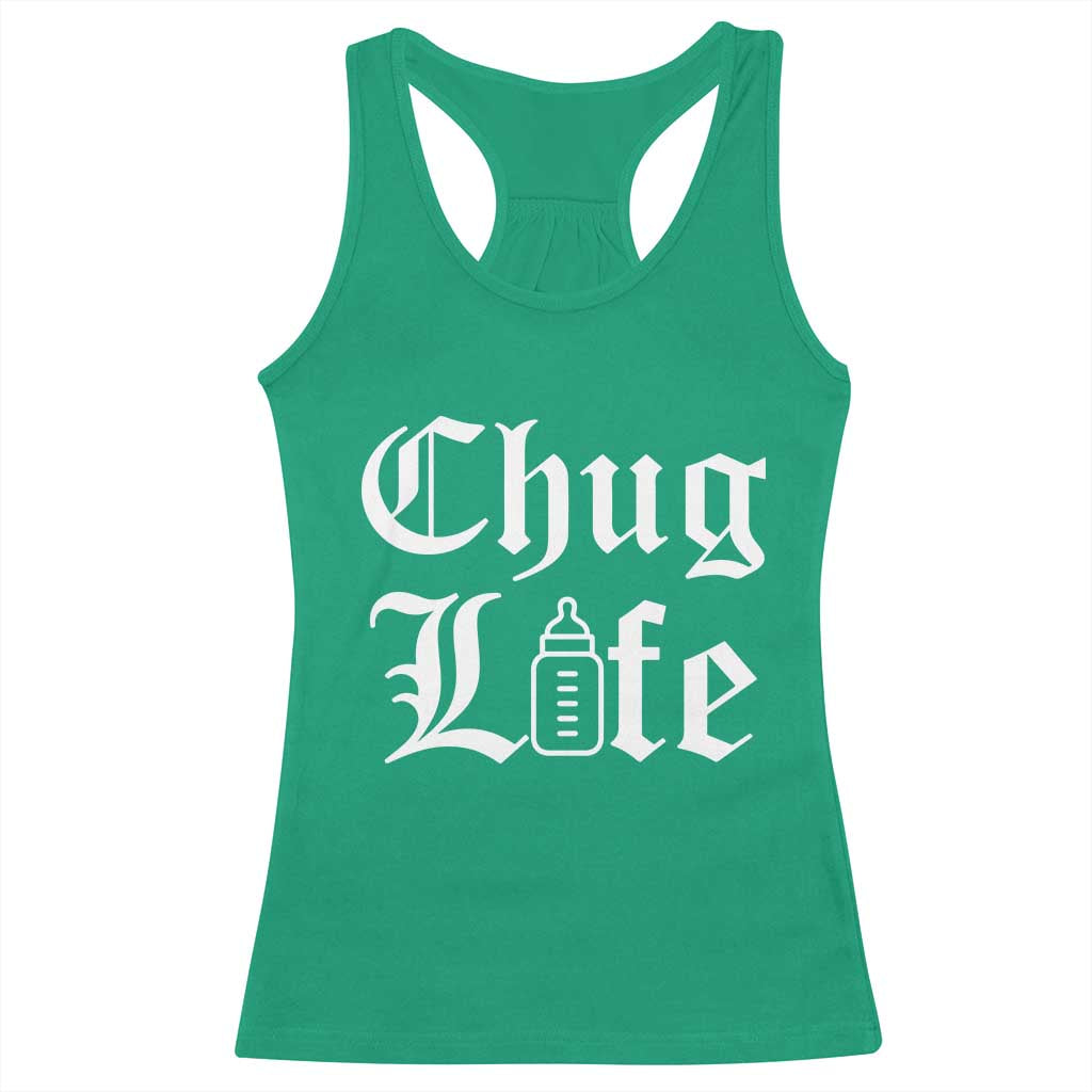 Chug Life Funny Baby Milk Bottle Graphic Racerback Tank Top Hip Hop Parody Milestone Gift