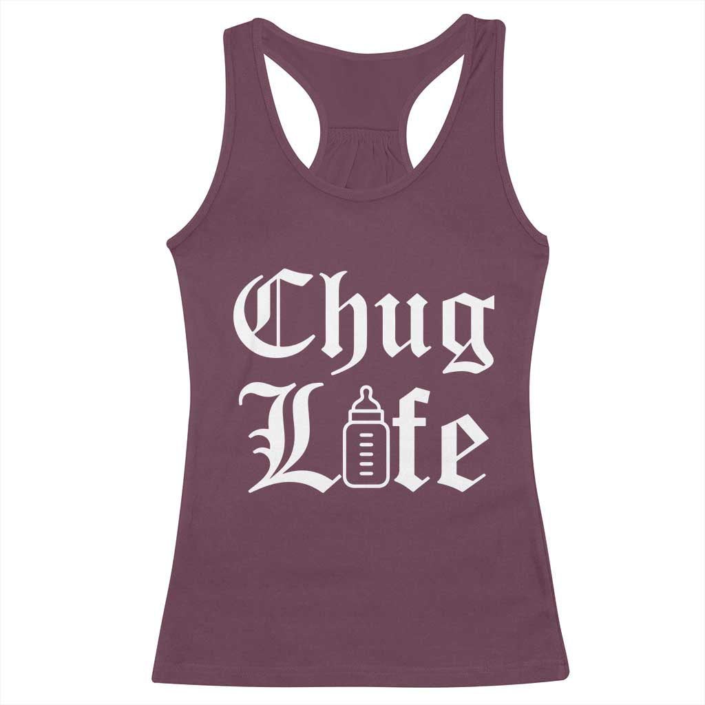 Chug Life Funny Baby Milk Bottle Graphic Racerback Tank Top Hip Hop Parody Milestone Gift