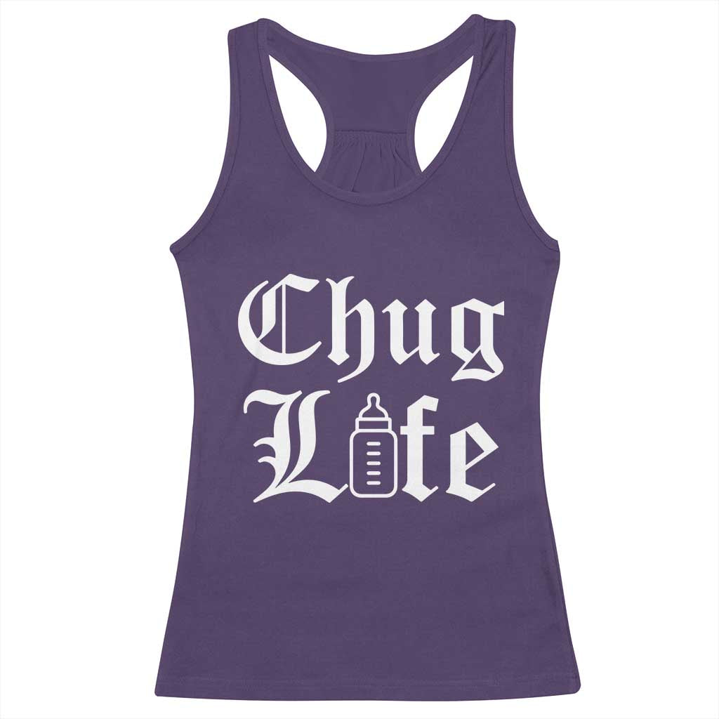 Chug Life Funny Baby Milk Bottle Graphic Racerback Tank Top Hip Hop Parody Milestone Gift