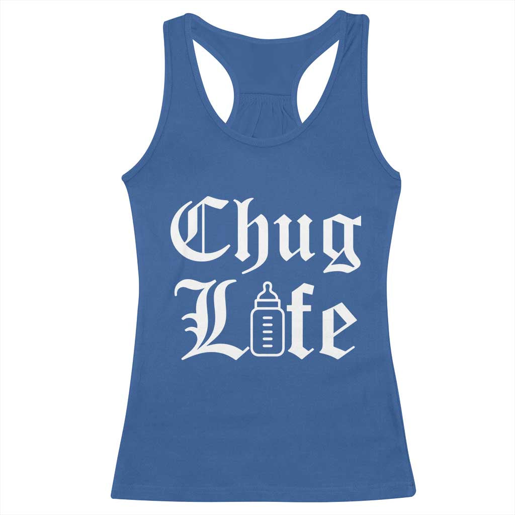 Chug Life Funny Baby Milk Bottle Graphic Racerback Tank Top Hip Hop Parody Milestone Gift