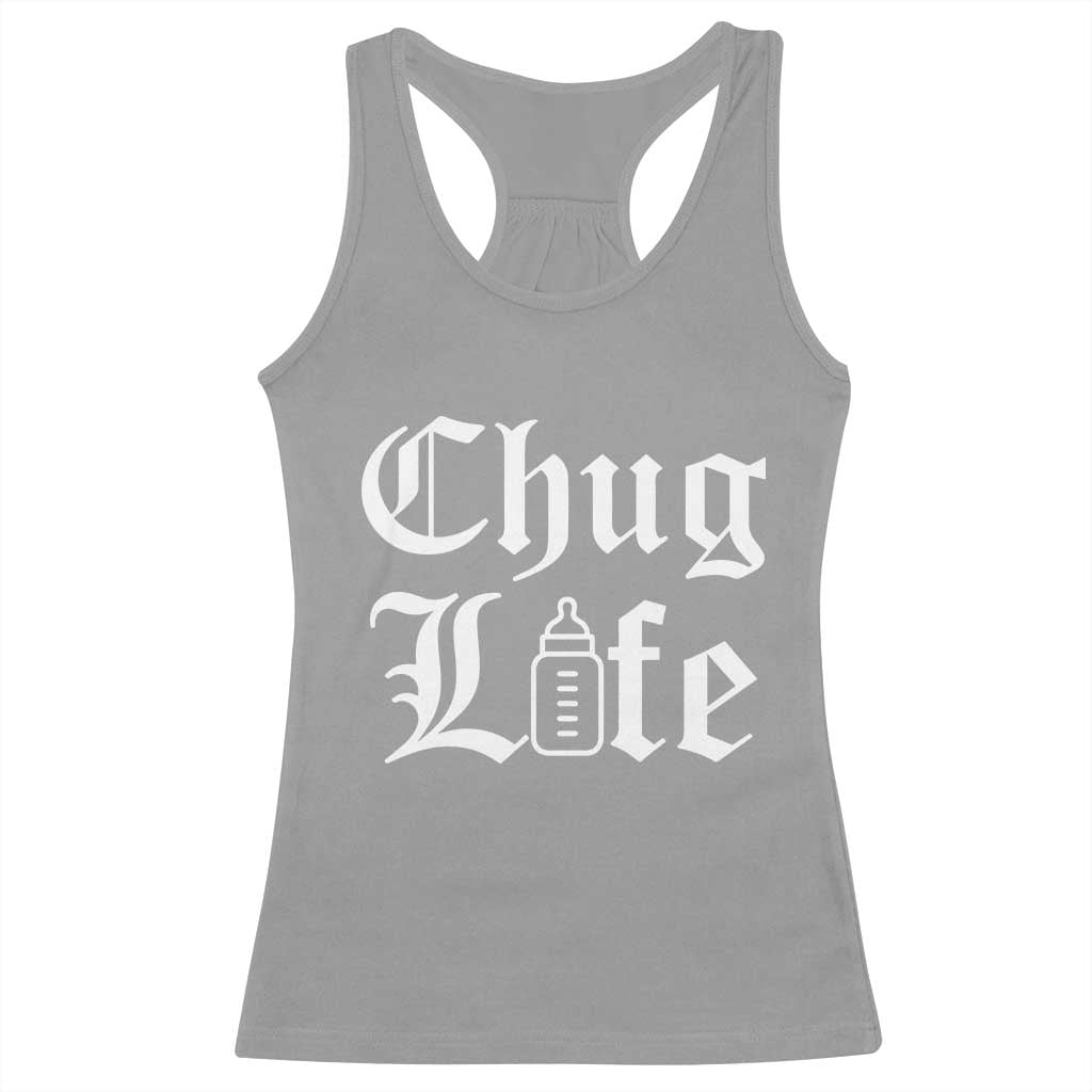 Chug Life Funny Baby Milk Bottle Graphic Racerback Tank Top Hip Hop Parody Milestone Gift
