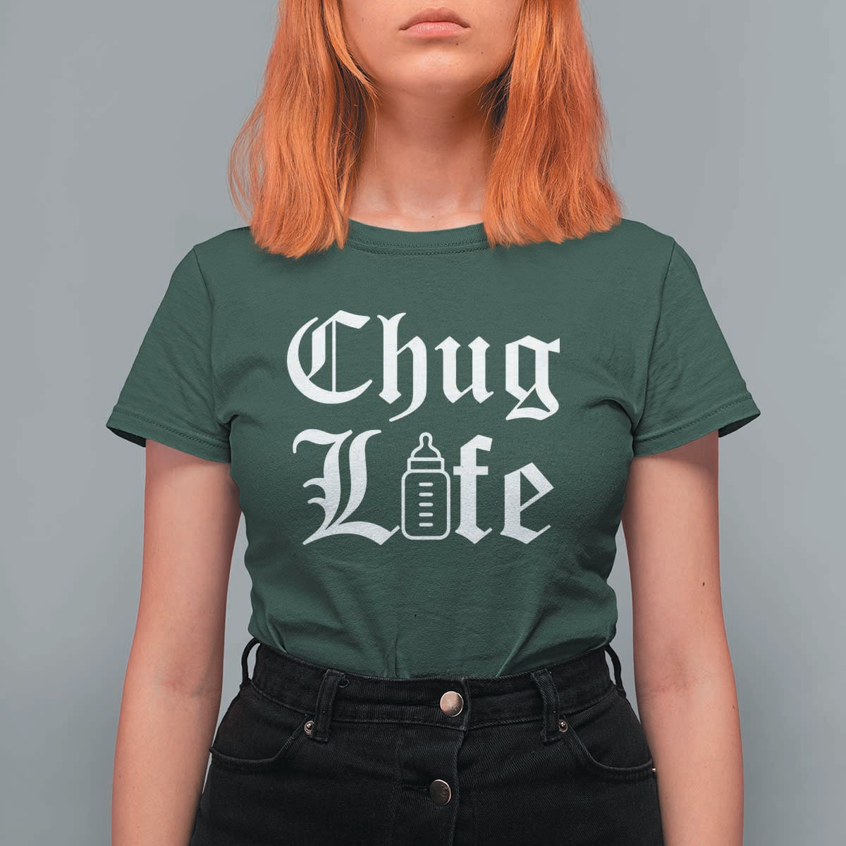 Chug Life Funny Baby Milk Bottle Graphic T Shirt For Women Hip Hop Parody Milestone Gift