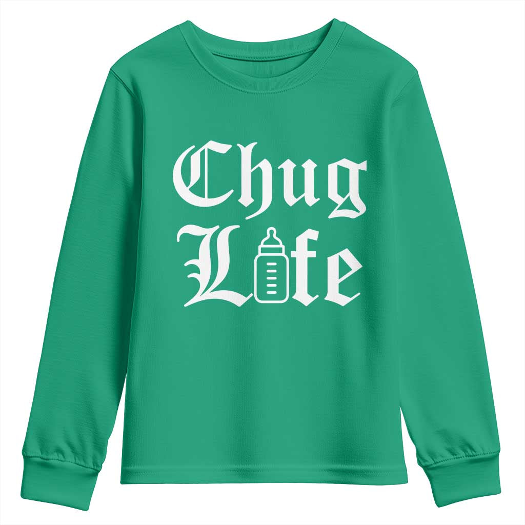 Chug Life Funny Baby Milk Bottle Graphic Youth Sweatshirt Hip Hop Parody Milestone Gift