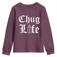 Chug Life Funny Baby Milk Bottle Graphic Youth Sweatshirt Hip Hop Parody Milestone Gift